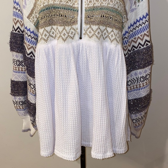 NWT!Free People Cozy Cottage 1/2 Zip Sweater Nordic-Inspired Size Small - Picture 4 of 16